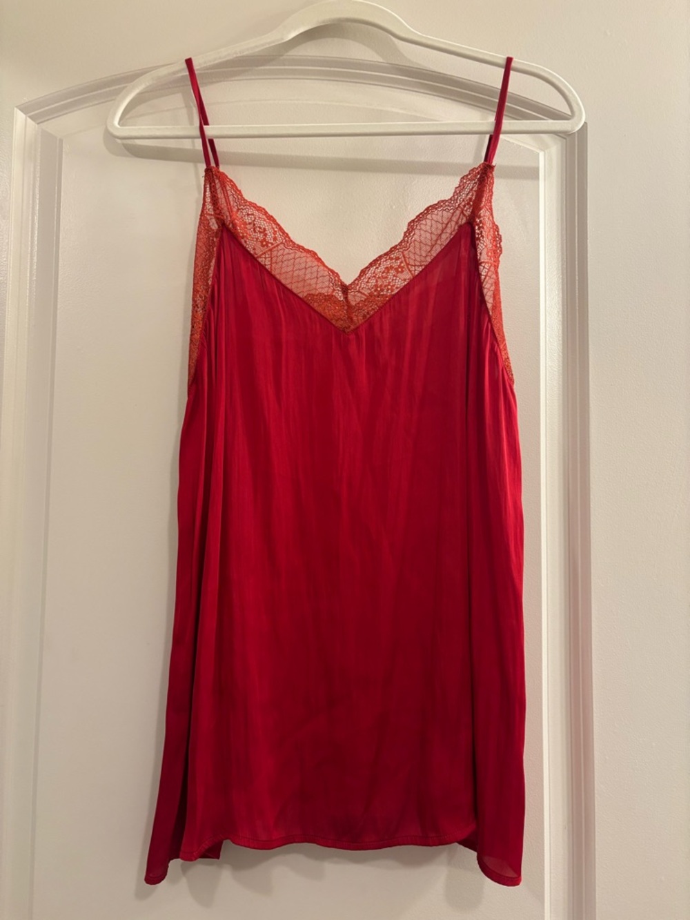 Women's Red Lace Trim Tank Top